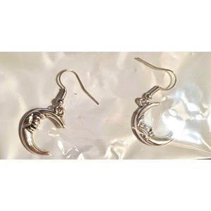 Crescent Moon Drop Charm Earrings NIP
